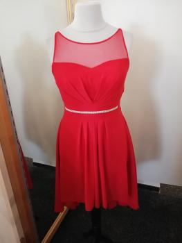Abendkleid/Cocktail-Kleid, Farbe rot, Strass-Applikation