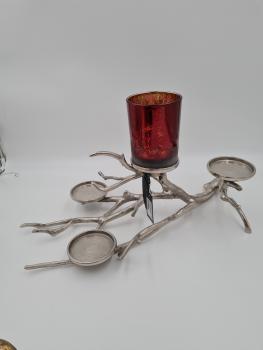 Dekorativer Zweig aus Aluminium mit 4 Kerzenhalter