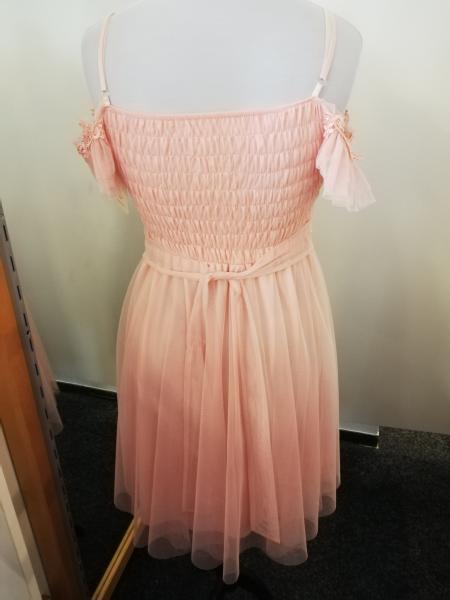 Abendkleid/Cocktail-Kleid, Farbe rosa mit gesticktem/Spitzen Oberteil
