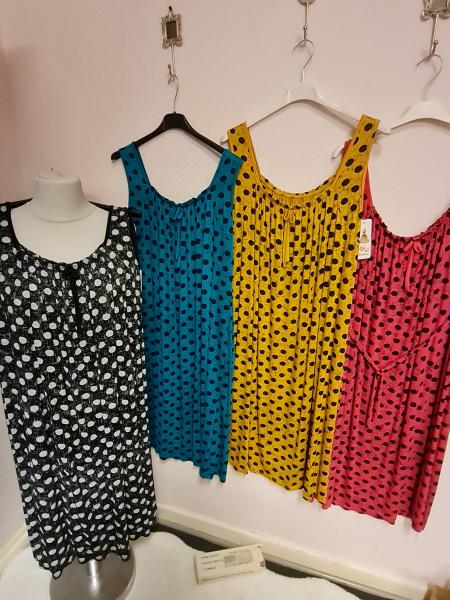 Kleid, Ärmellos, mit Punkten, verschiedene Farben, OneSize